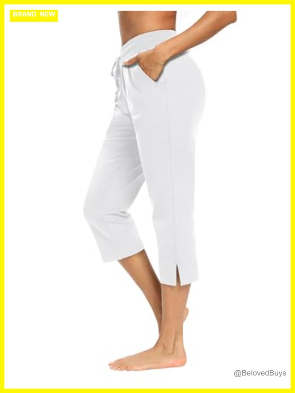 Wide Leg Capri Pants Drawstring Yoga Jogger Cropped Lounge Pants with Pockets